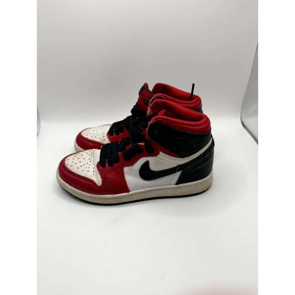 Nike‎ Air Jordan 1 Retro High OG PS CU0449-601 Kids 13 Sneaker Satin Red Shoes